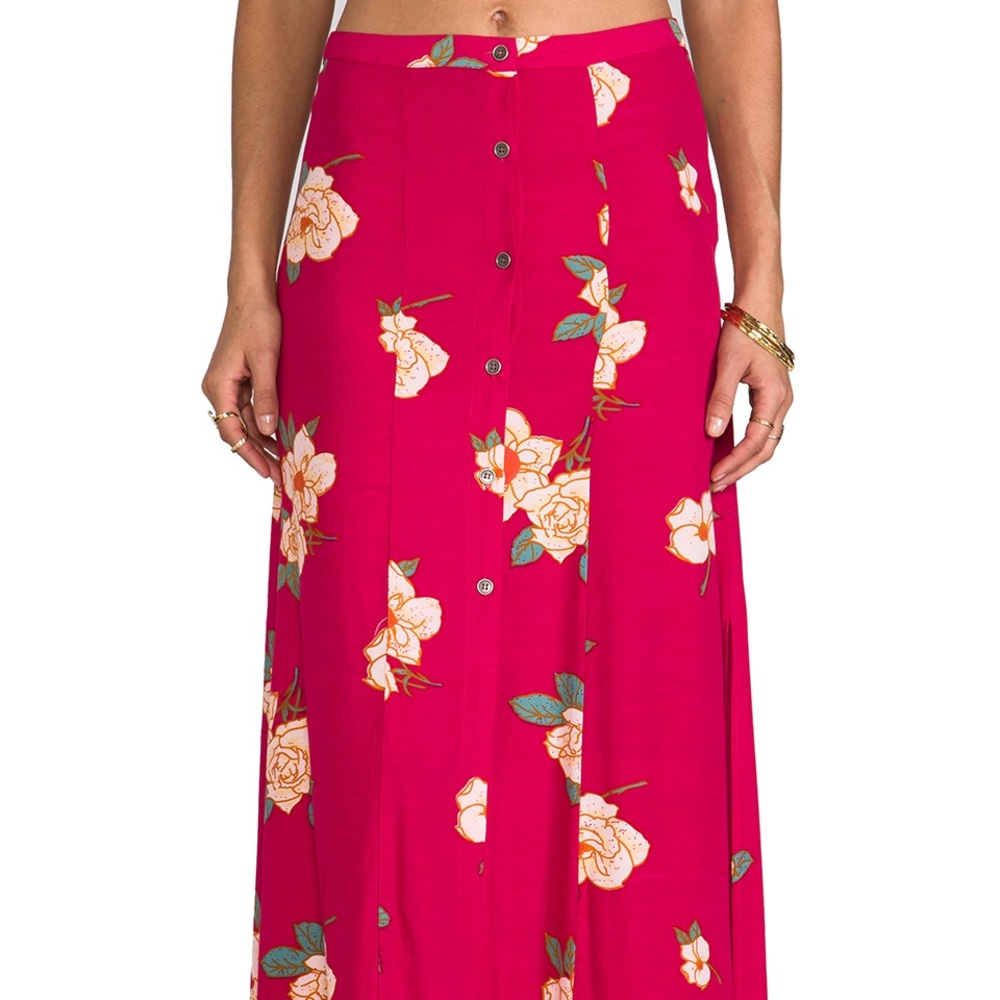 MINK PINK floral maxi skirt with side slits